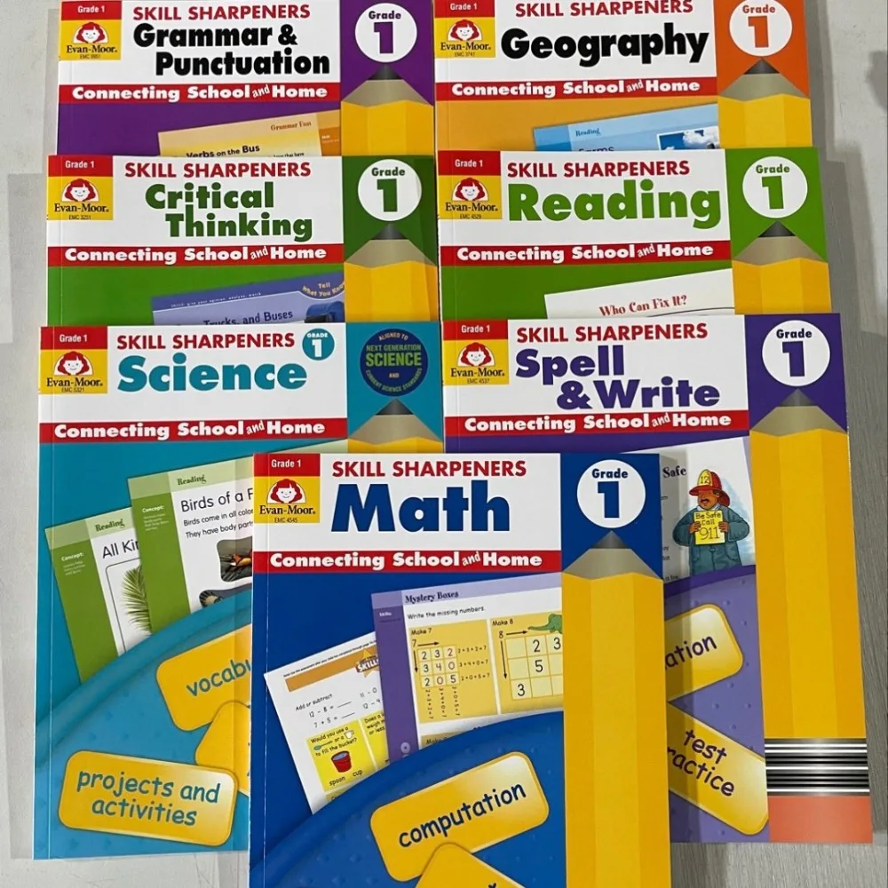Evan-Moor Skill Sharpeners Grade Set PK-G6 Kindergarten Primary School Class English Teaching Book Textbook Reading Science Math
Evan-Moor Skill Sharpeners Grade Set PK-G6 Kindergarten Primary School Class English Teaching Book Textbook Reading Science Math