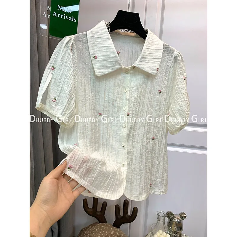 Retro Patchwork Shirt Women Fashion 2023 Casual Polo Collar Puff Sleeve Single-Breasted Fashion Short Sleeve Women's Blouse Top
Retro Patchwork Shirt Women Fashion 2023 Casual Polo Collar Puff Sleeve Single-Breasted Fashion Short Sleeve Women's Blouse Top