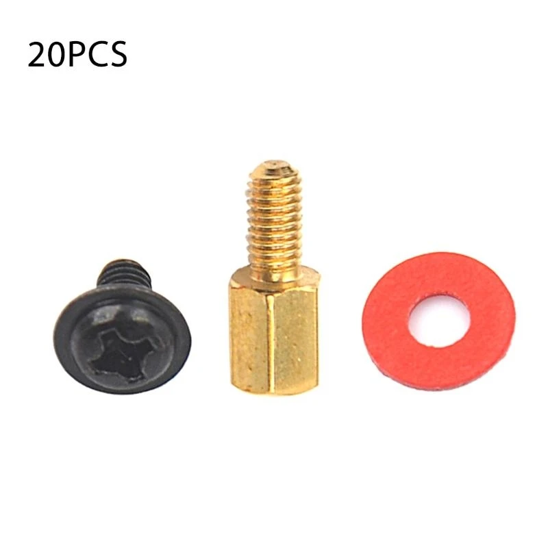 B95C 20 Pcs Golden Motherboard Riser+Screws Computer Red Washers 6.5mm 6-32-M3 Gasket
B95C 20 Pcs Golden Motherboard Riser+Screws Computer Red Washers 6.5mm 6-32-M3 Gasket