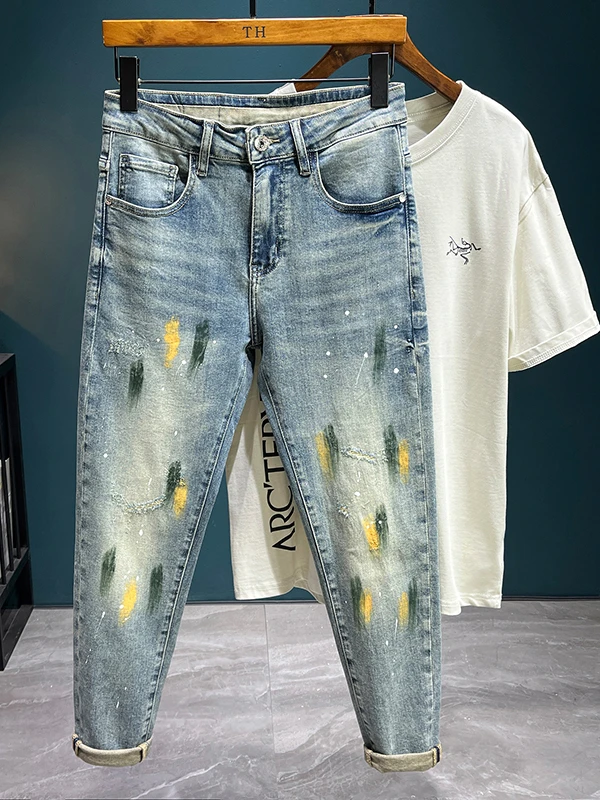 High-End Vintage Splaed Paint Denim Jeans Men's Personali Hairdrer Elastic Haome Casual Versatile Slim Fit Long Pants
High-End Vintage Splaed Paint Denim Jeans Men's Personali Hairdrer Elastic Haome Casual Versatile Slim Fit Long Pants