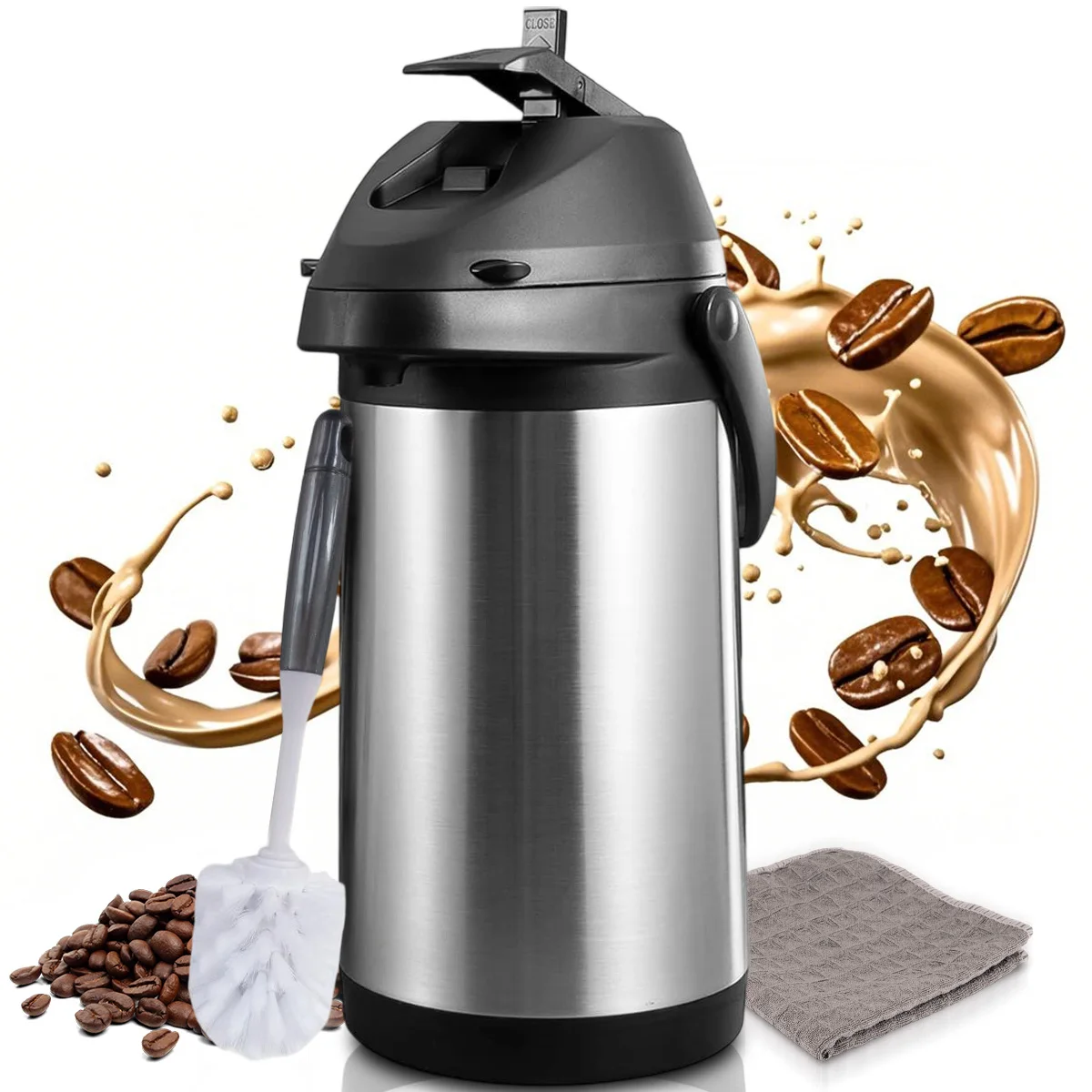 Leeseph Hot & Cold Drink Dispenser Set - 1.9L/64oz, 4L/135oz Thermal Coffee Carafe with Pump & Clean Towel & Cleaning Brush
Leeseph Hot & Cold Drink Dispenser Set - 1.9L/64oz, 4L/135oz Thermal Coffee Carafe with Pump & Clean Towel & Cleaning Brush