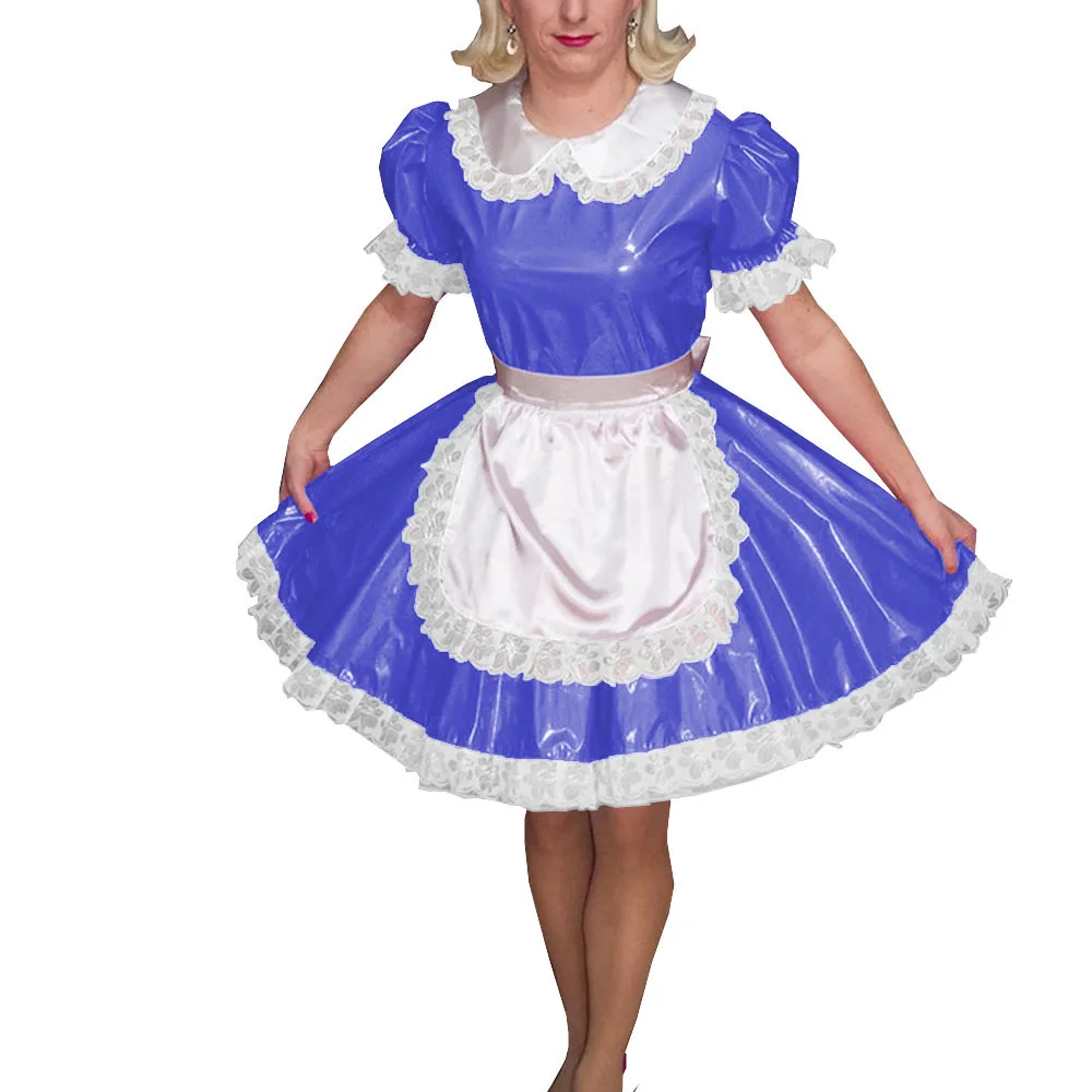 White Lace Border Maid Outfits, Doll Collar, Puff Sleeve Sets with Apron, Glossy PVC, Carnival Cosplay Party Uniforms
White Lace Border Maid Outfits, Doll Collar, Puff Sleeve Sets with Apron, Glossy PVC, Carnival Cosplay Party Uniforms