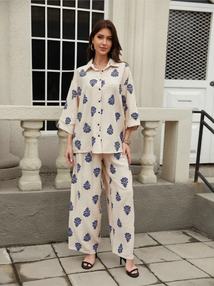 2025 Homewear Two Piece Outfits 2 Pieces Set For Woman New In Matching Sets Loose Printed Simple Style Comfortable Home Clothing
2025 Homewear Two Piece Outfits 2 Pieces Set For Woman New In Matching Sets Loose Printed Simple Style Comfortable Home Clothing