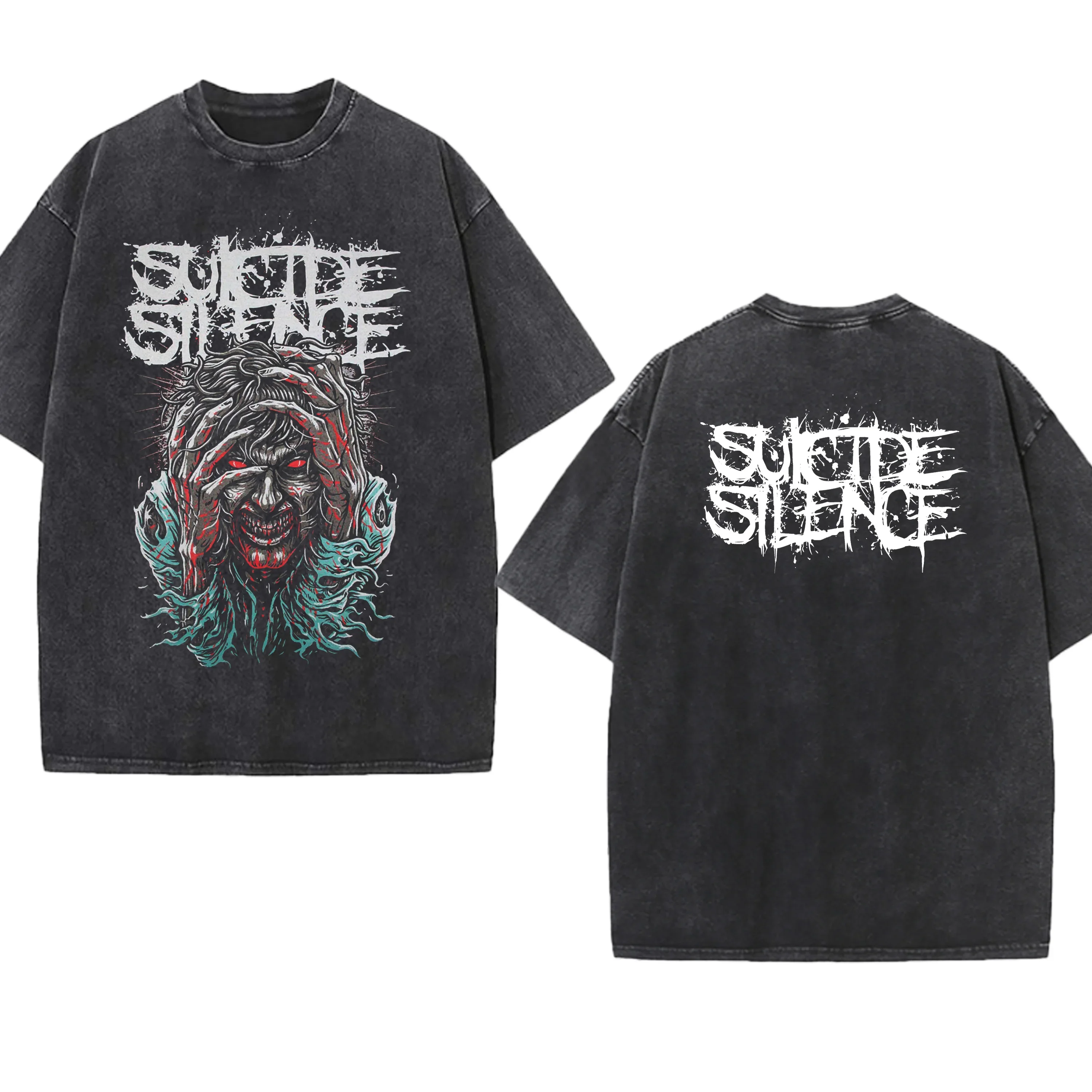 Metal Band Washed T-shirt Suicide Silence Printing Vintage Rock Gift Cotton Round Neck Men Women Tees Short Sleeve Tops
Metal Band Washed T-shirt Suicide Silence Printing Vintage Rock Gift Cotton Round Neck Men Women Tees Short Sleeve Tops