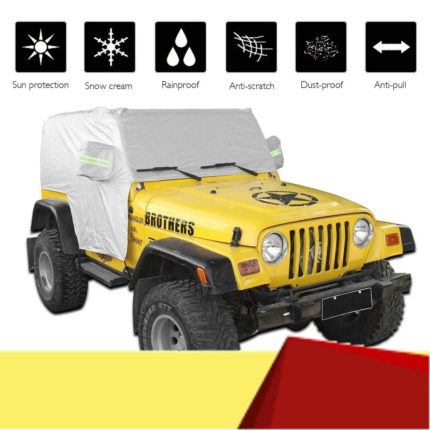 Солнцезащитный чехол, для Jeep Wrangler TJ 1997-2006, чехол от дождя, всепогодный автомобильный чехол, пылезащитный УФ-защита-M53K 
Солнцезащитный чехол, для Jeep Wrangler TJ 1997-2006, чехол от дождя, всепогодный автомобильный чехол, пылезащитный УФ-защита-M53K