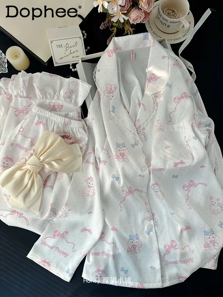 2025 Japanese new ins style high-end sweet girl cute pajamas ice silk long-sleeved loose loungewear set
2025 Japanese new ins style high-end sweet girl cute pajamas ice silk long-sleeved loose loungewear set