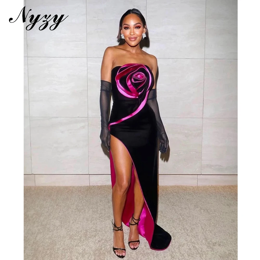 NYZY E512 Satin Two Tone Black Pink 3D Rose Sexy High Slit Evening Dresses Elegant 2025 Celebrity Prom Party Gowns Customized
NYZY E512 Satin Two Tone Black Pink 3D Rose Sexy High Slit Evening Dresses Elegant 2025 Celebrity Prom Party Gowns Customized