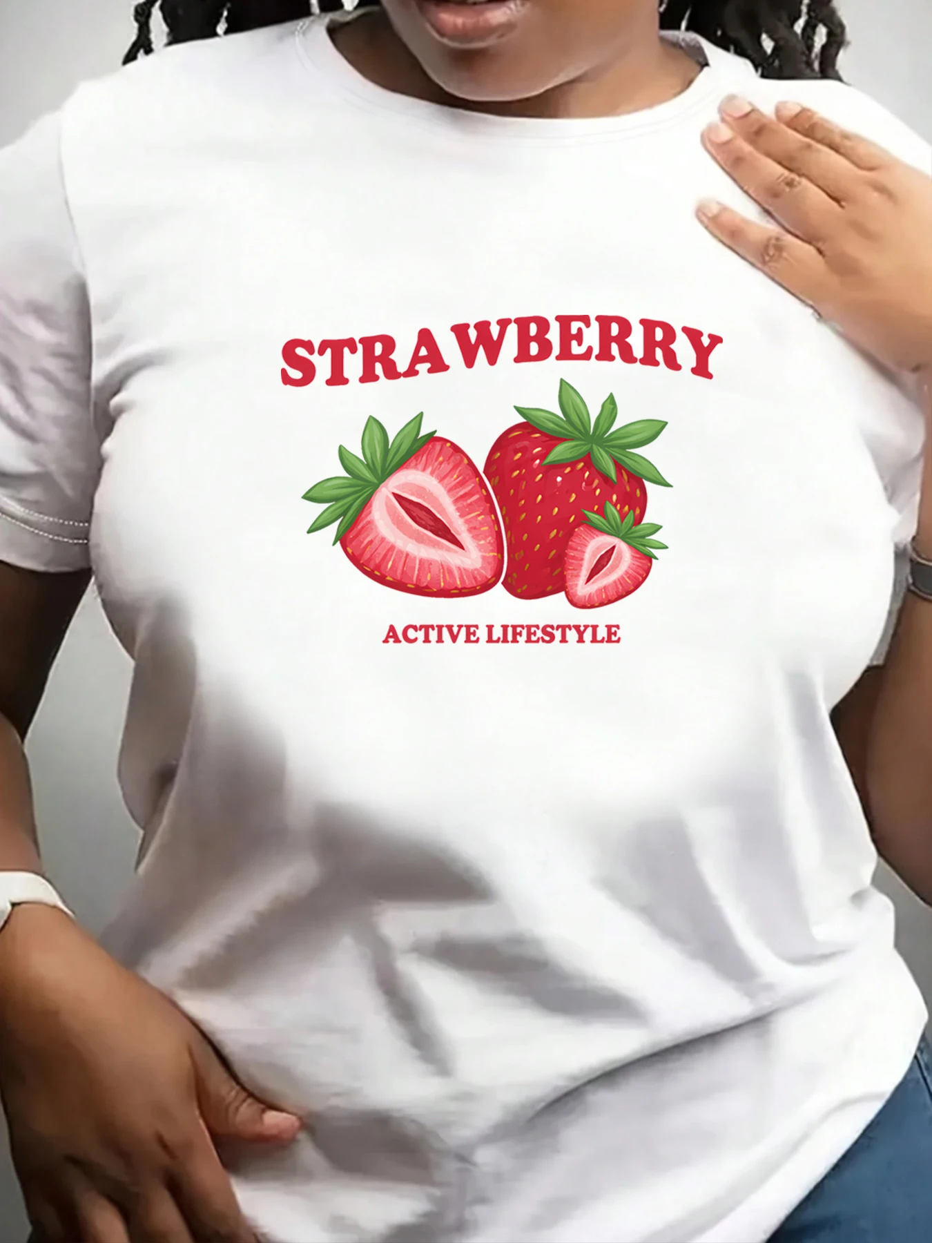 【ZXH11180】Strawberry Fruit Active Lifestyle Graphic Plus Size Women's Printed Crew Neck T-Shirt Summer Casual Short Sleeve Top
【ZXH11180】Strawberry Fruit Active Lifestyle Graphic Plus Size Women's Printed Crew Neck T-Shirt Summer Casual Short Sleeve Top