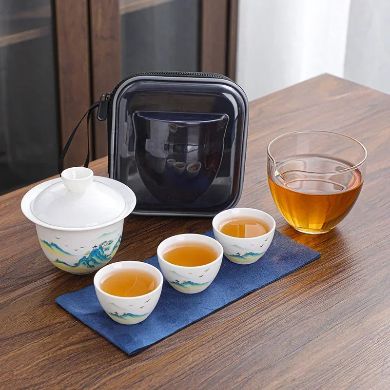Ceramic Teapot Gaiwan with 3 Cups a Tea Sets Home Office Portable Travel Tea Set Drinking Utensil
Ceramic Teapot Gaiwan with 3 Cups a Tea Sets Home Office Portable Travel Tea Set Drinking Utensil