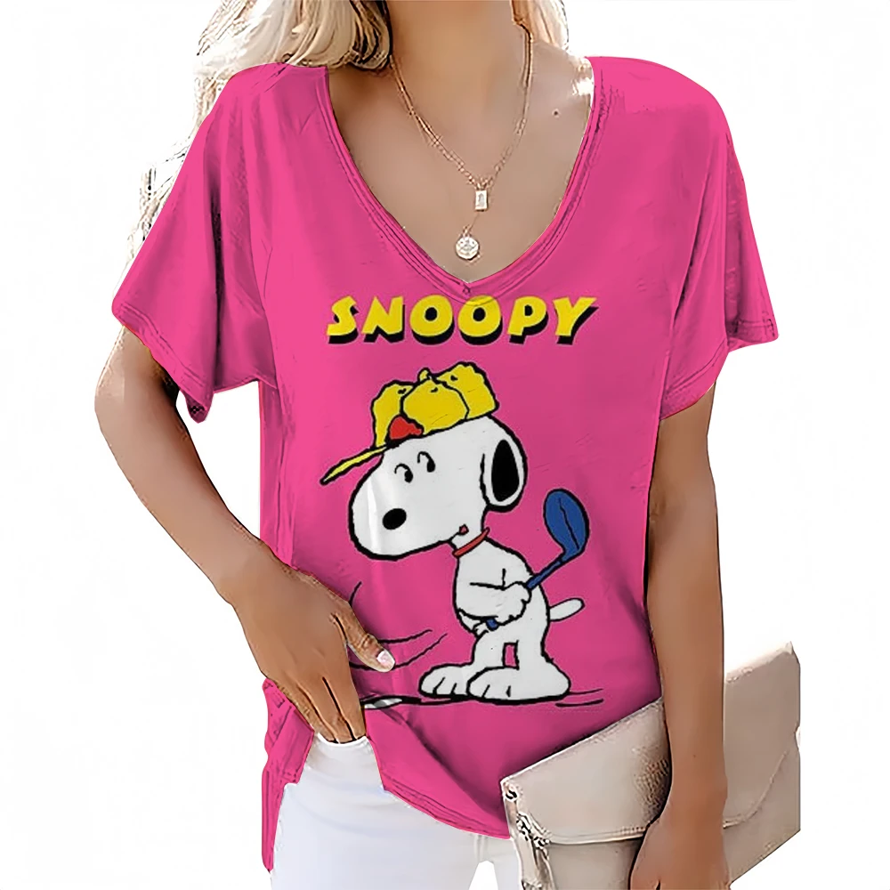 Disney Snoopy Print Women's V-neck T-shirt Elegant Minnie Style Tops Harajuku Summer Tee Shirt Fashion Streetwear Oversize
Disney Snoopy Print Women's V-neck T-shirt Elegant Minnie Style Tops Harajuku Summer Tee Shirt Fashion Streetwear Oversize