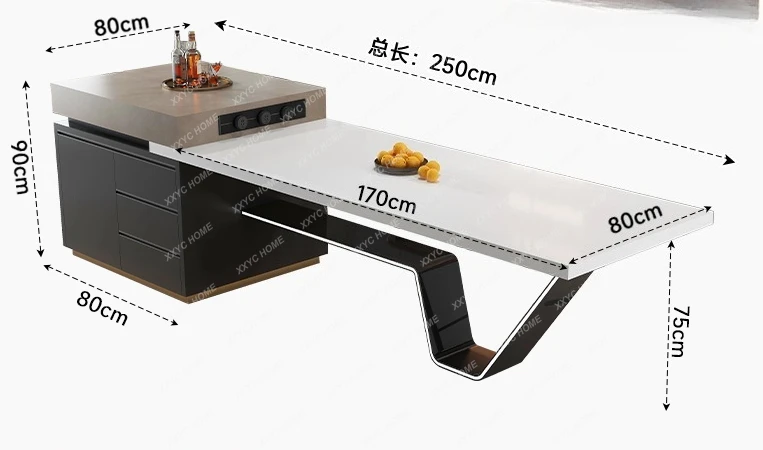 Island table integrated household kitchen table cabinet light luxury high-grade rock slab middle guide table
Island table integrated household kitchen table cabinet light luxury high-grade rock slab middle guide table