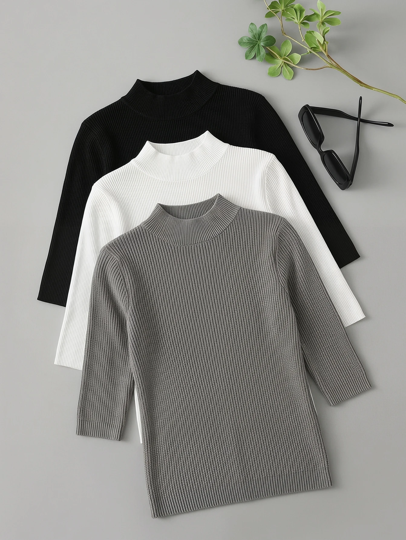 3-Pack Women's Ribbed Knit Tops Mock Neck 3/4 Sleeve Slim Fit Casual Basic Sweater Shirts
3-Pack Women's Ribbed Knit Tops Mock Neck 3/4 Sleeve Slim Fit Casual Basic Sweater Shirts