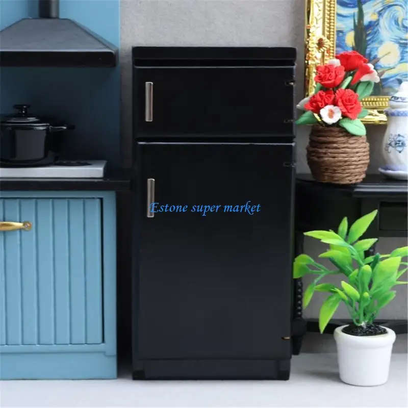090B Mini Black Refrigerator Dollhouses Furniture 1/12 Scale Wooden Kitchen Appliance Model With Functional Door Design
090B Mini Black Refrigerator Dollhouses Furniture 1/12 Scale Wooden Kitchen Appliance Model With Functional Door Design