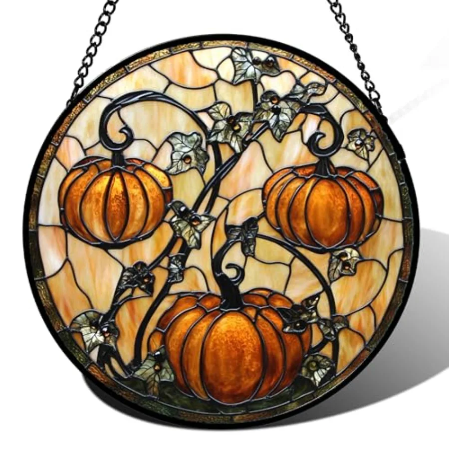 Stained Glass Window Hanging - Halloween Decoration Pumpkin Vine Leaves Suncatcher for Door Garden Spooky Sun Catchers Gothic D
Stained Glass Window Hanging - Halloween Decoration Pumpkin Vine Leaves Suncatcher for Door Garden Spooky Sun Catchers Gothic D