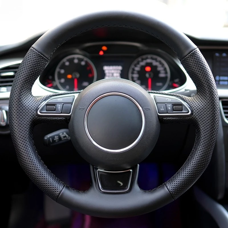 Сшитый вручную нескользящий прочный кожаный чехол на руль из наппа для Audi A4L A6L, модифицированные аксессуары для салона автомобиля
Сшитый вручную нескользящий прочный кожаный чехол на руль из наппа для Audi A4L A6L, модифицированные аксессуары для салона автомобиля
