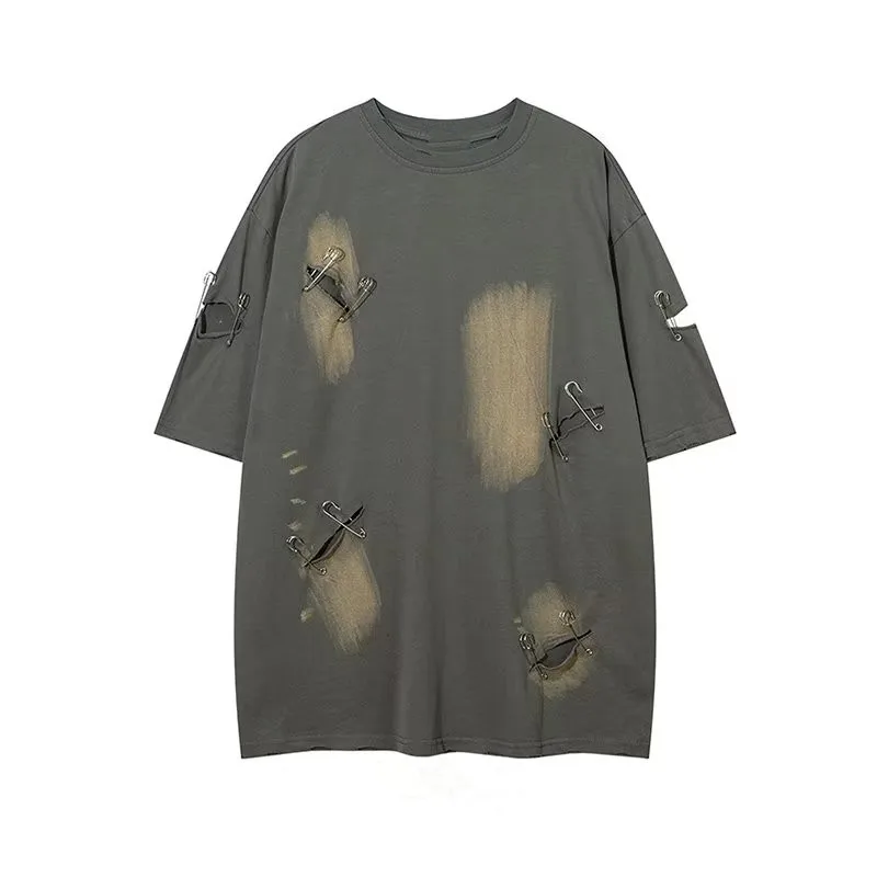 Fashion Men Oversized Vintage Ripped Hole Short Sleeve T Shirt Hip Hop Y2K Mens 100% Cotton O Collared Unisex Techwear T Shirts
Fashion Men Oversized Vintage Ripped Hole Short Sleeve T Shirt Hip Hop Y2K Mens 100% Cotton O Collared Unisex Techwear T Shirts