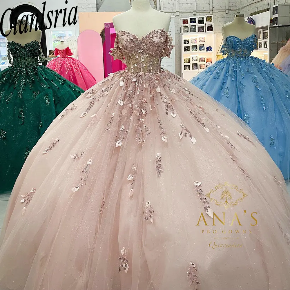 Pink Illusion 3D Flowers Ball Gown Quinceanera Dresses Off The Shoulder Sequined Appliques Corset Vestidos De 15 Años
Pink Illusion 3D Flowers Ball Gown Quinceanera Dresses Off The Shoulder Sequined Appliques Corset Vestidos De 15 Años