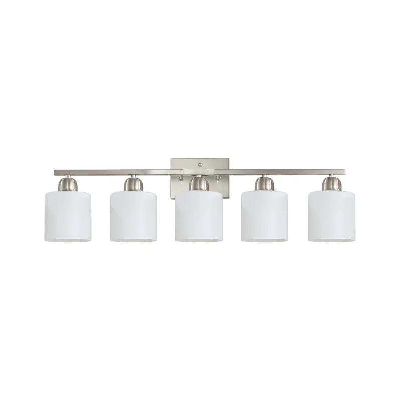 5-Light Bathroom Vanity Light Fixtures Brushed Nickel Wall Sconce with White Glass Shades E26 Base Modern Bath Wall Mount Lamp for Bathroom Bedroom
5-Light Bathroom Vanity Light Fixtures Brushed Nickel Wall Sconce with White Glass Shades E26 Base Modern Bath Wall Mount Lamp for Bathroom Bedroom