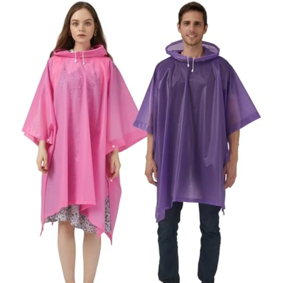 Rain Ponchos for Adults, 2 Pack Raincoats Jacket Reusbale with Drawstring Hood Sleeves for Women Men
Rain Ponchos for Adults, 2 Pack Raincoats Jacket Reusbale with Drawstring Hood Sleeves for Women Men