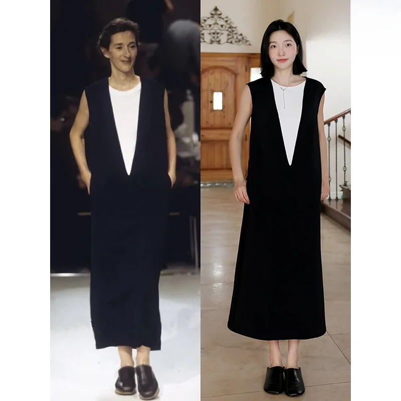 Ele Simple Deep V Fake Two-Piece Loose Slimming Suit Dr Cozy Nine Nine Polyester Fiber round Ne Loose Waist Spring C...
Ele Simple Deep V Fake Two-Piece Loose Slimming Suit Dr Cozy Nine Nine Polyester Fiber round Ne Loose Waist Spring C...