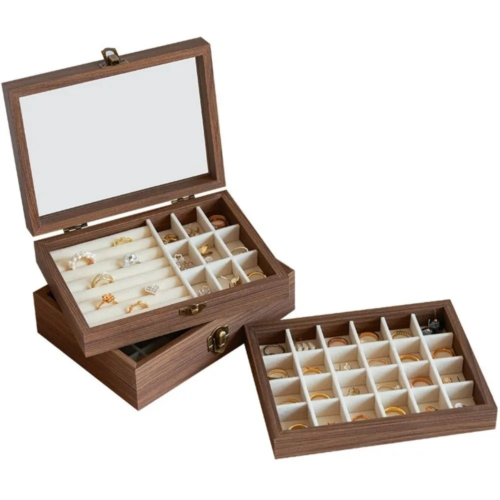 Retro Elegant Wood Jewelry Box Velvet Dust-proof Earrings Display Tray Glass Lid Storage Box Jewelry Organizer Store
Retro Elegant Wood Jewelry Box Velvet Dust-proof Earrings Display Tray Glass Lid Storage Box Jewelry Organizer Store