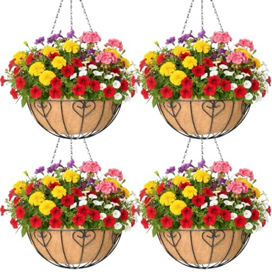 4 Pack Hanging Planters for Outdoor Plants, Metal Hangg Basket with Coco Coir Ler, Black
4 Pack Hanging Planters for Outdoor Plants, Metal Hangg Basket with Coco Coir Ler, Black