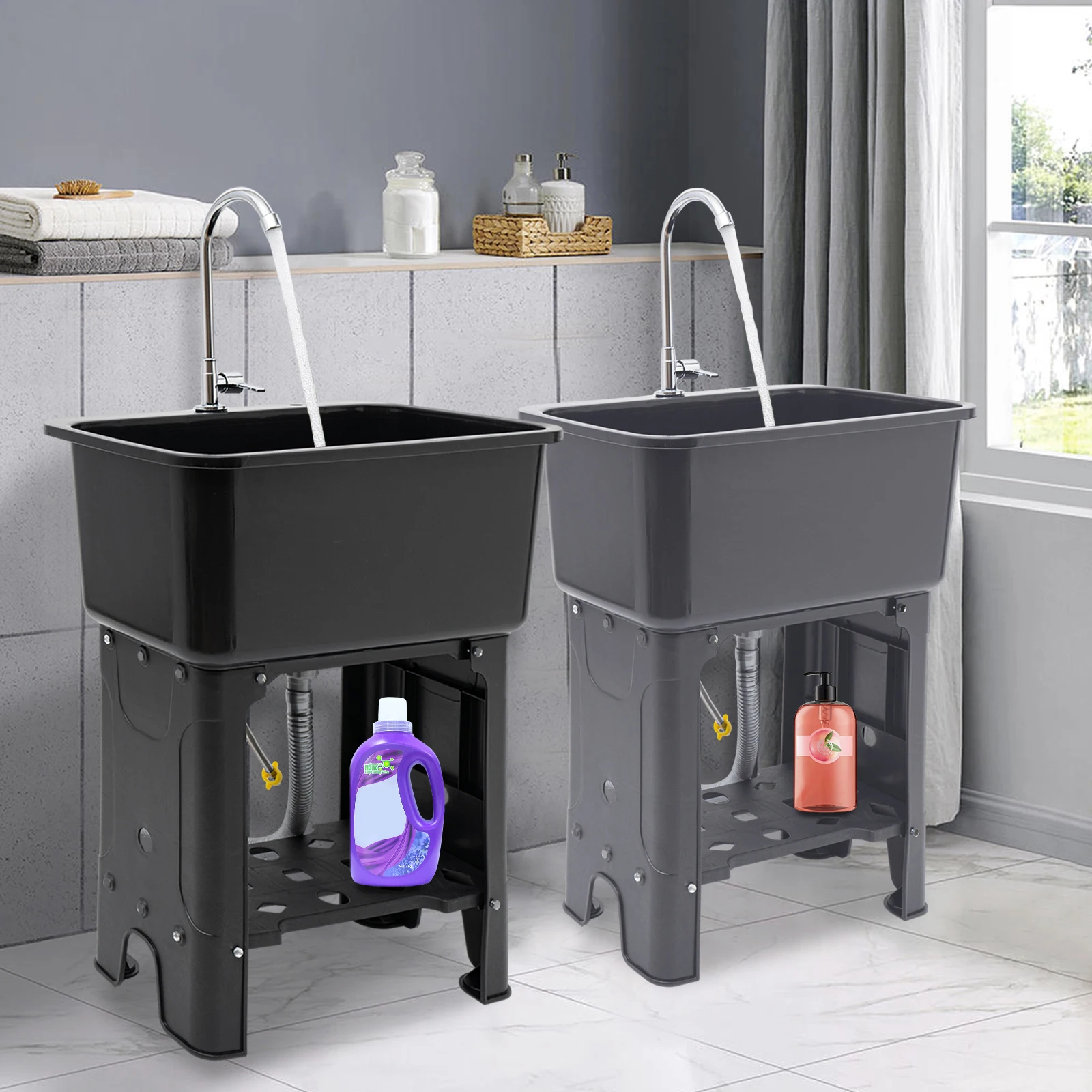 Standard Large Laundry Sink, Multi-purpose sink with faucet, Vertical Multi-Function Laundry Basin
Standard Large Laundry Sink, Multi-purpose sink with faucet, Vertical Multi-Function Laundry Basin