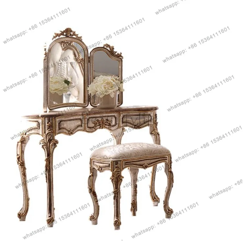 European luxury dressing table stool French retro dressing table dressing table complete set
European luxury dressing table stool French retro dressing table dressing table complete set