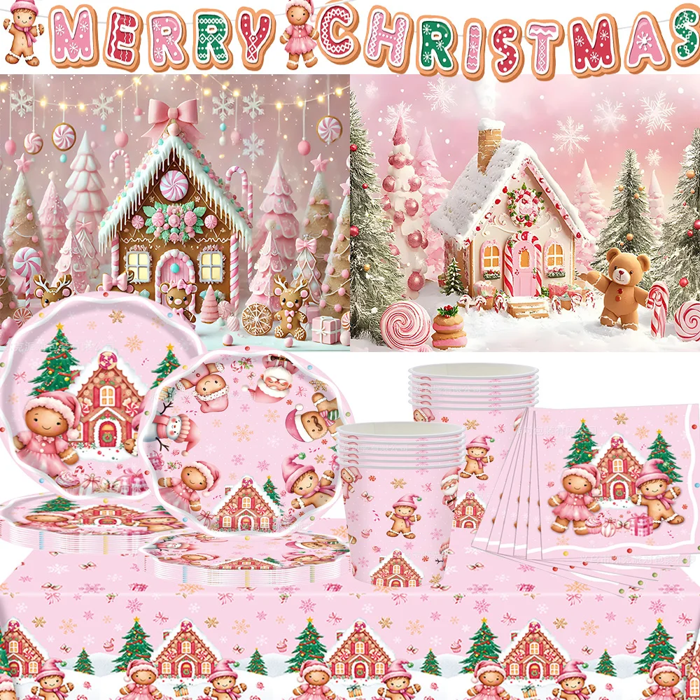 Merry Christmas Theme Festival Party Disposable Tableware Xmas Pink Gingerbread House Balloon Napkin New Year Backdrops Gifts
Merry Christmas Theme Festival Party Disposable Tableware Xmas Pink Gingerbread House Balloon Napkin New Year Backdrops Gifts