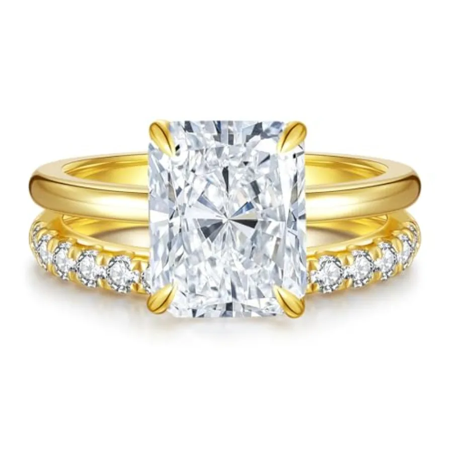 4CT Moissanite Radiant Cut Wedding Ring Set for Women, 3EX D Color VVS1, 14K/ Plated Bridal Engagement Rings, Anniversary Promi
4CT Moissanite Radiant Cut Wedding Ring Set for Women, 3EX D Color VVS1, 14K/ Plated Bridal Engagement Rings, Anniversary Promi