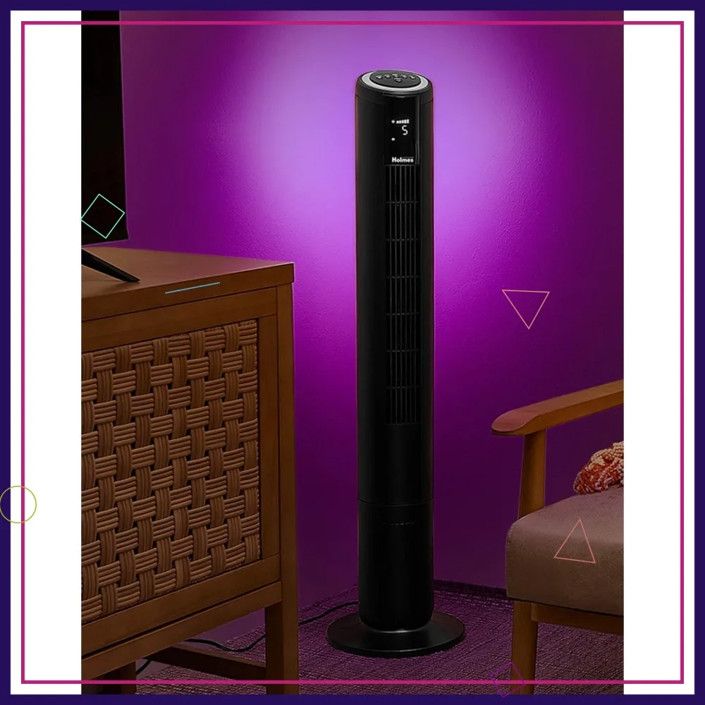 42" Digital Tower Fan with Accent Light, 90° Oscillation, 5 Speeds, 4 Modes, 8-Hour Timer, Remote Control
42" Digital Tower Fan with Accent Light, 90° Oscillation, 5 Speeds, 4 Modes, 8-Hour Timer, Remote Control