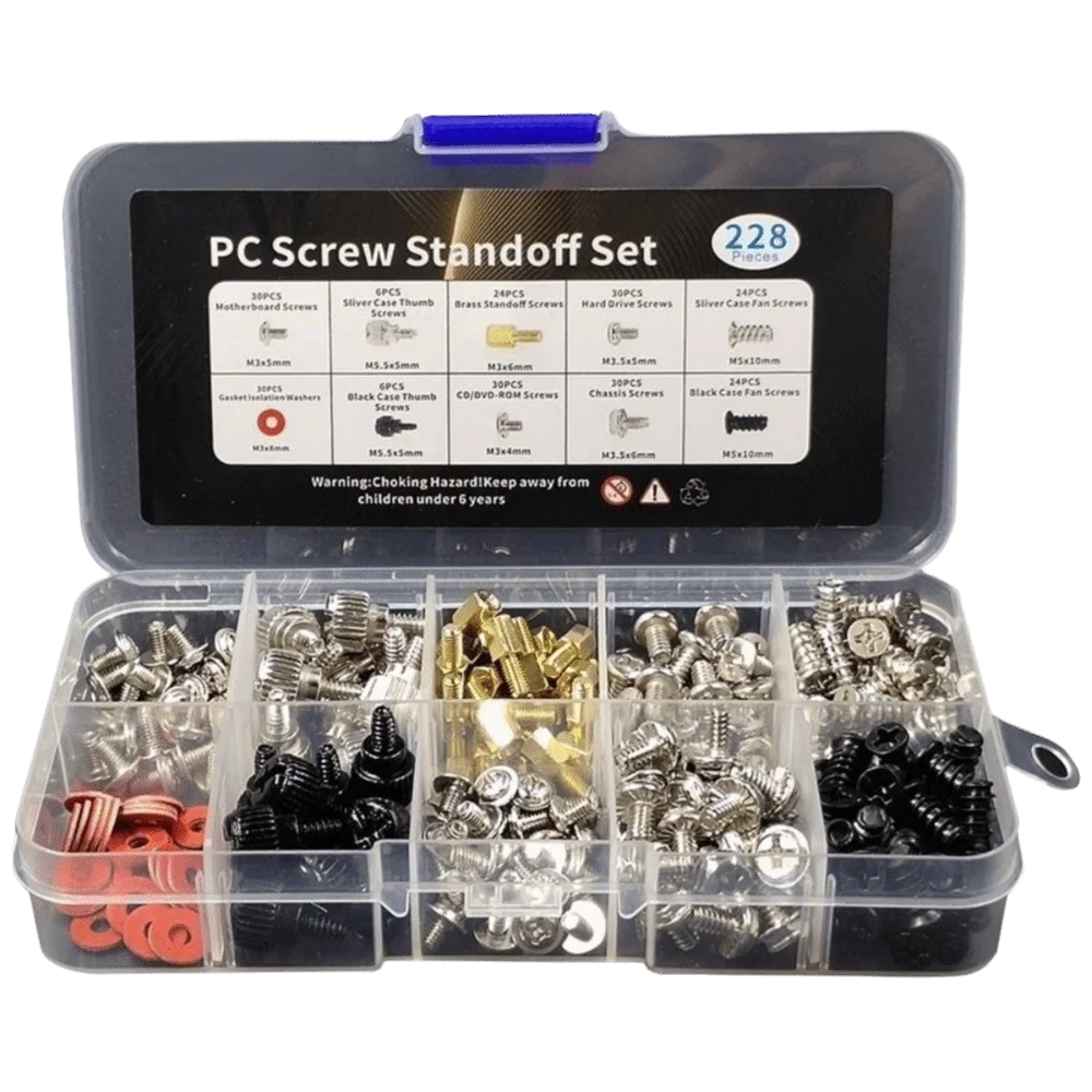 228pcs Computer Repair Screw Assortment Kit Nickel Plating Hardware Tools Standoff Assortment Kit Clear Threads Wear-resistant
228pcs Computer Repair Screw Assortment Kit Nickel Plating Hardware Tools Standoff Assortment Kit Clear Threads Wear-resistant
