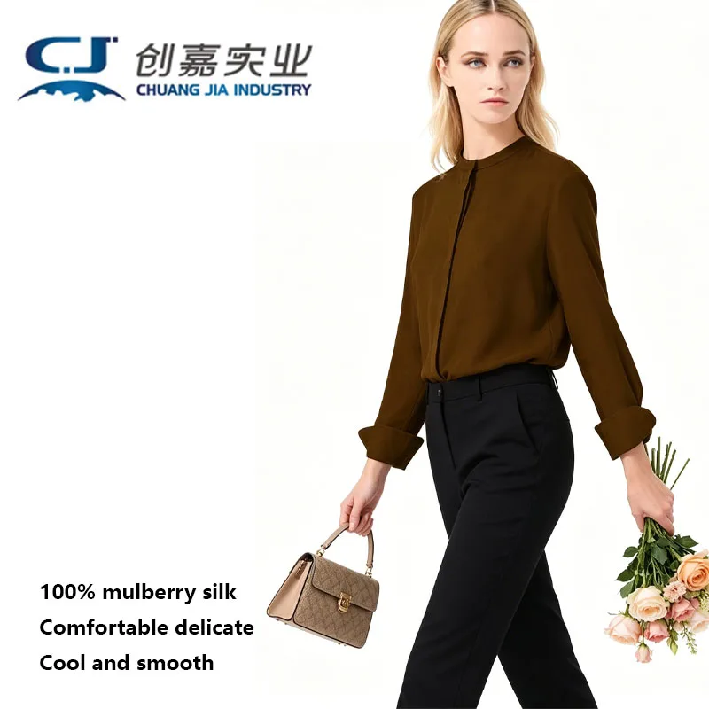 High-end Silk Women's Spring and Summer Long-sleeved Shirt 100% Pure Color Mulberry Silk Satin Hidden Front Blouse Elegance Pink
High-end Silk Women's Spring and Summer Long-sleeved Shirt 100% Pure Color Mulberry Silk Satin Hidden Front Blouse Elegance Pink