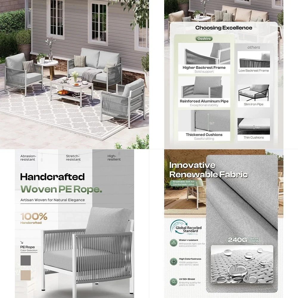 Outdoor Patio Furniture Set with DualLayer Coffee Table, 4 Piece Modern Patio Conversation Sets with PE Rope, Outdoor Sectional
Outdoor Patio Furniture Set with DualLayer Coffee Table, 4 Piece Modern Patio Conversation Sets with PE Rope, Outdoor Sectional