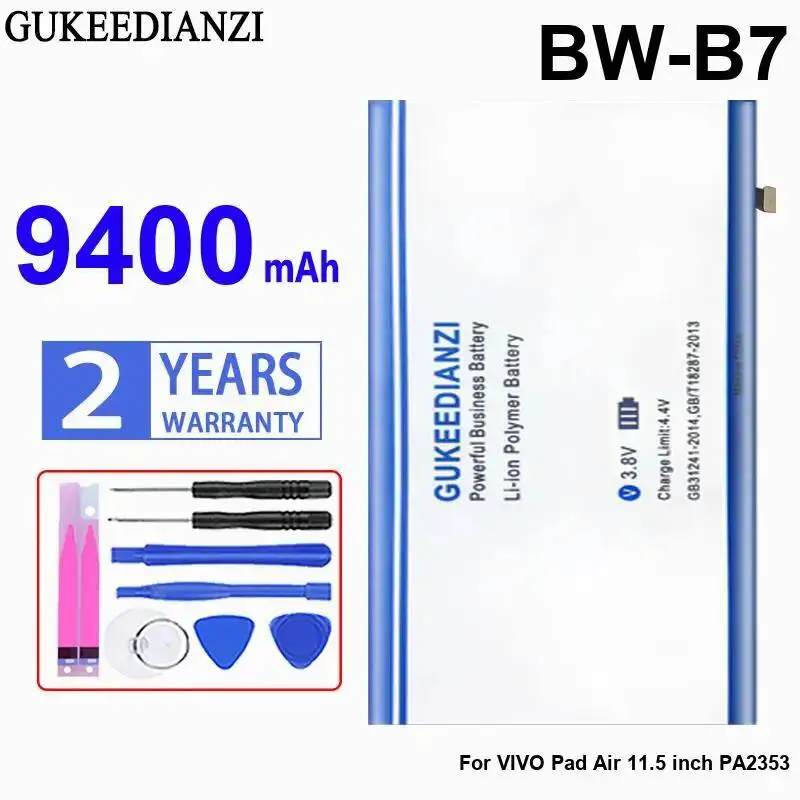 Safe For Vivo Pad Air 11.5 Inch PA2353 Tablet Battery BW-B7 Durable 9400Mah
Safe For Vivo Pad Air 11.5 Inch PA2353 Tablet Battery BW-B7 Durable 9400Mah
