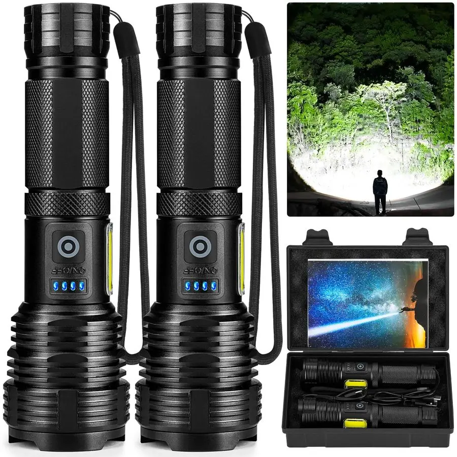 Flashlight LED Rechargeable Flashlights High Lumens, 99,000 LM Super Bright Powerful Flashlight, High Powered Flash Lights Water
Flashlight LED Rechargeable Flashlights High Lumens, 99,000 LM Super Bright Powerful Flashlight, High Powered Flash Lights Water