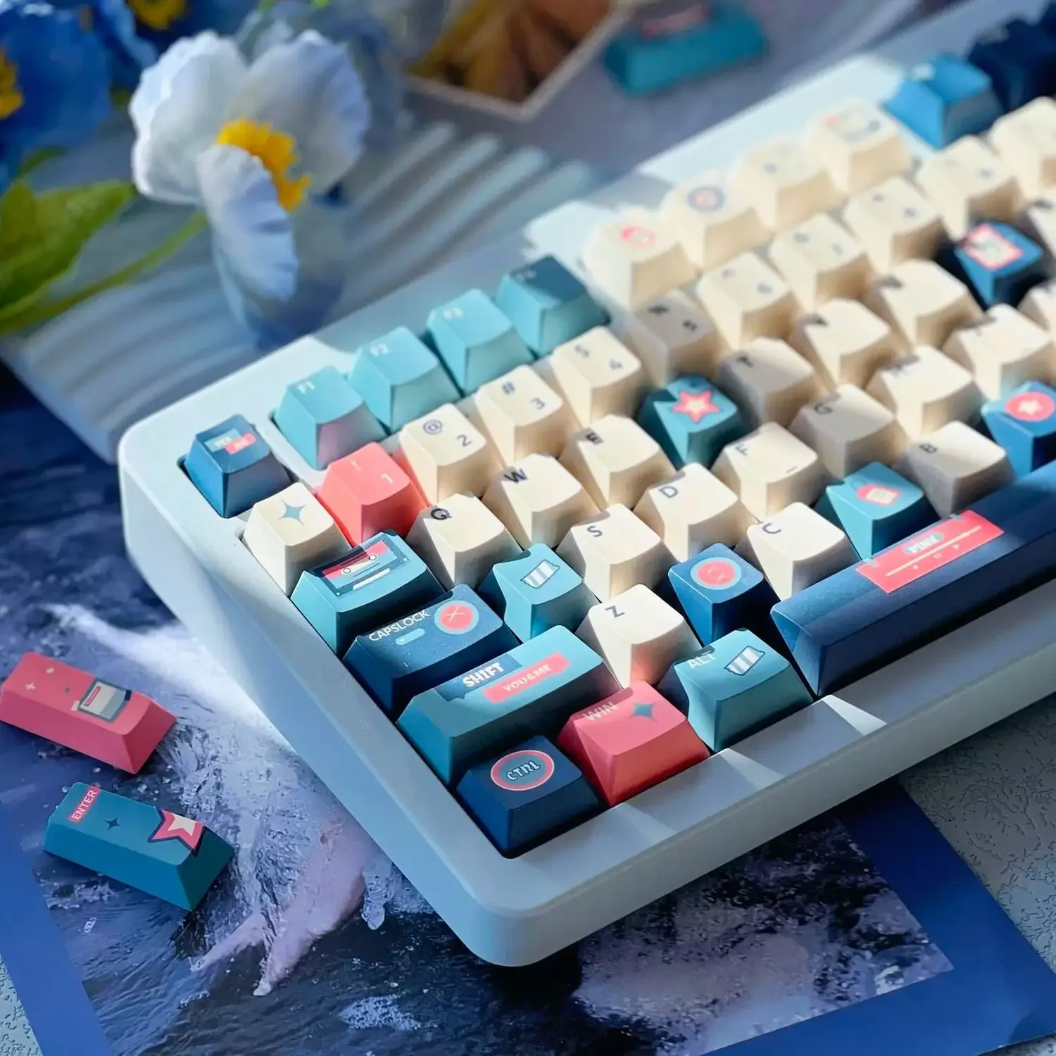 Denim keycap Original height PBT material Sublimation high value personality creative cute keycap
Denim keycap Original height PBT material Sublimation high value personality creative cute keycap