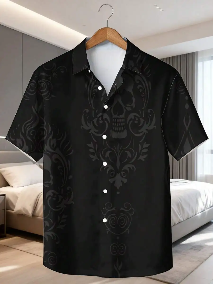 Mens Plus Size Short Sleeve Gothic Skull Floral Print Casual Shirt Summer Beach Party Wear
Mens Plus Size Short Sleeve Gothic Skull Floral Print Casual Shirt Summer Beach Party Wear