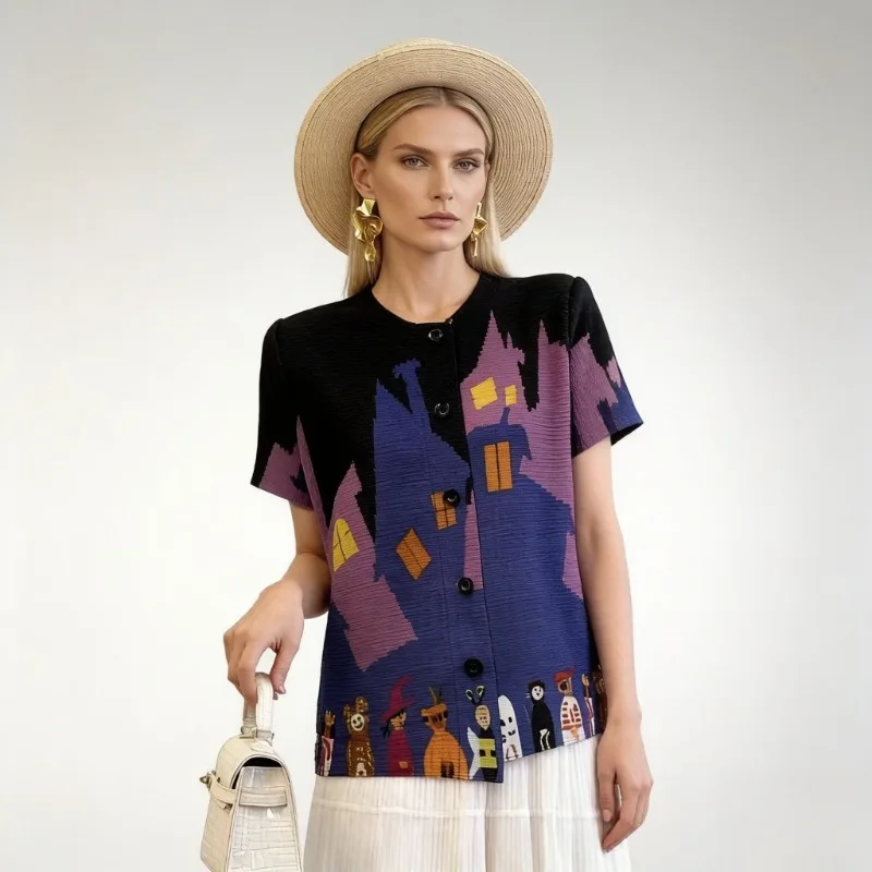 Miyake Pleated Shirt Women Plisse 2026 Summer Miyake High-End Pleats Plus Size Short Sleeve Top New Versatile Loose Slimming Top
Miyake Pleated Shirt Women Plisse 2026 Summer Miyake High-End Pleats Plus Size Short Sleeve Top New Versatile Loose Slimming Top