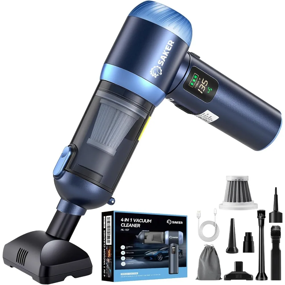 Автомобильный пылесос Saker Портативный беспроводной всасывающий мощность 20000 Па 4 в 1 Ручной пылесос со светодиодной подсветкой Портативные мини-пылесосы типа C для
Автомобильный пылесос Saker Портативный беспроводной всасывающий мощность 20000 Па 4 в 1 Ручной пылесос со светодиодной подсветкой Портативные мини-пылесосы типа C для