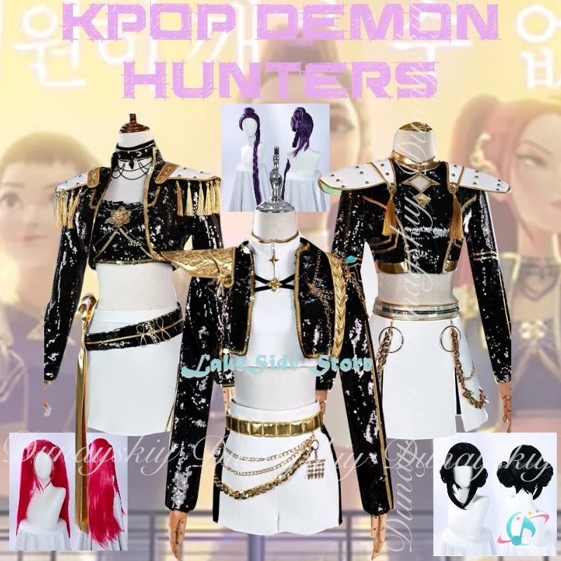 KPop Охотники на демонов Фильм Зои Руми Мира Косплей Черное золото Цвет Тема Пение Сценическая Униформа Хэллоуин Косплей Костюм
KPop Охотники на демонов Фильм Зои Руми Мира Косплей Черное золото Цвет Тема Пение Сценическая Униформа Хэллоуин Косплей Костюм