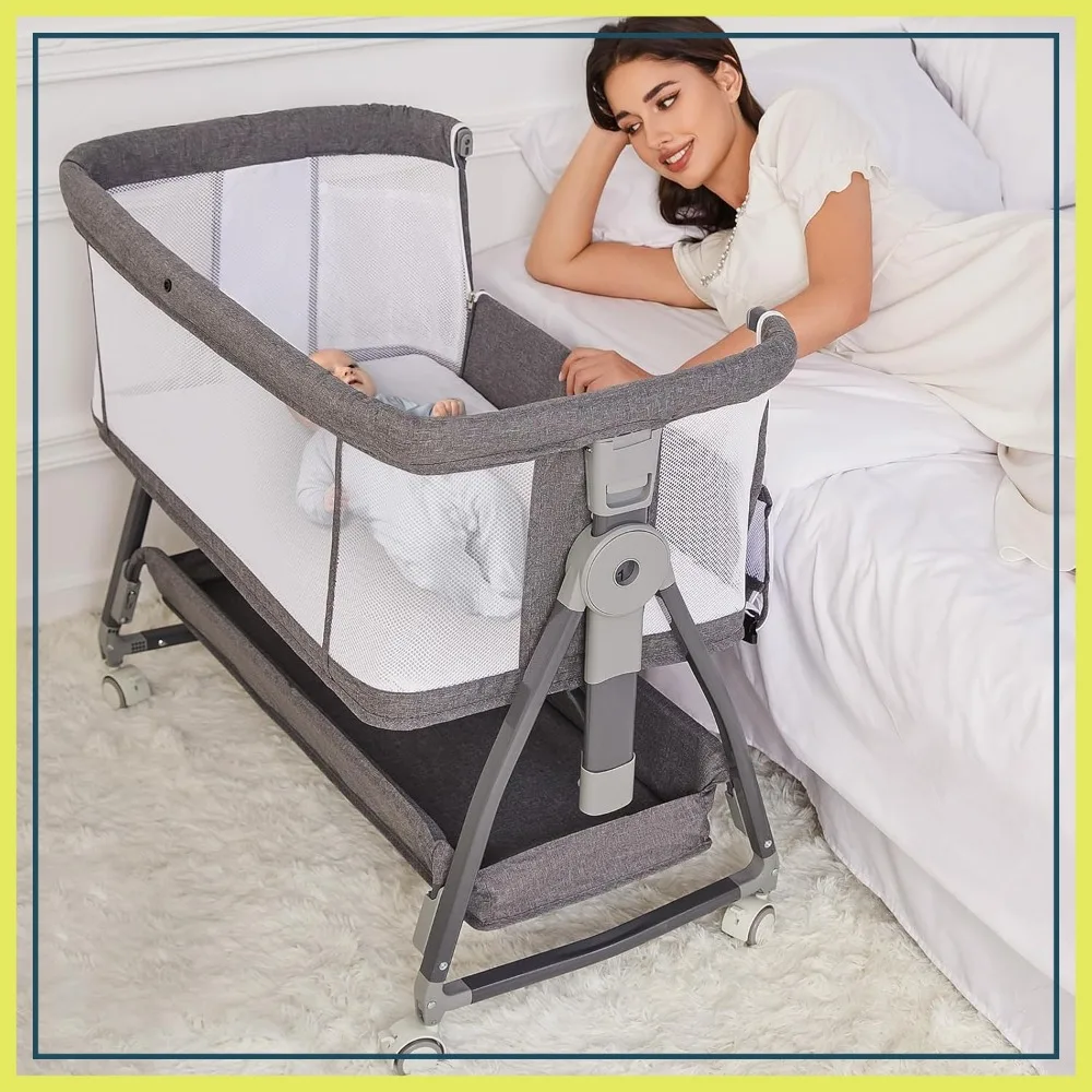 3 in 1 Baby Bassinet Bedside Sleeper, Height Adjustable with Mattress, Storage Basket, and Wheels
3 in 1 Baby Bassinet Bedside Sleeper, Height Adjustable with Mattress, Storage Basket, and Wheels