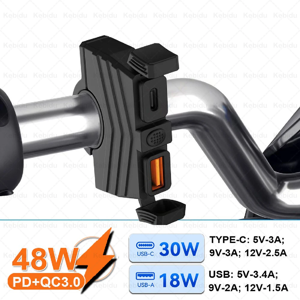 48W PD+QC3.0 Phone Charger Motorcycle Handlebar Quick Charging Socket Waterproof Type C USB Power Adapter For GPS Navigation
48W PD+QC3.0 Phone Charger Motorcycle Handlebar Quick Charging Socket Waterproof Type C USB Power Adapter For GPS Navigation