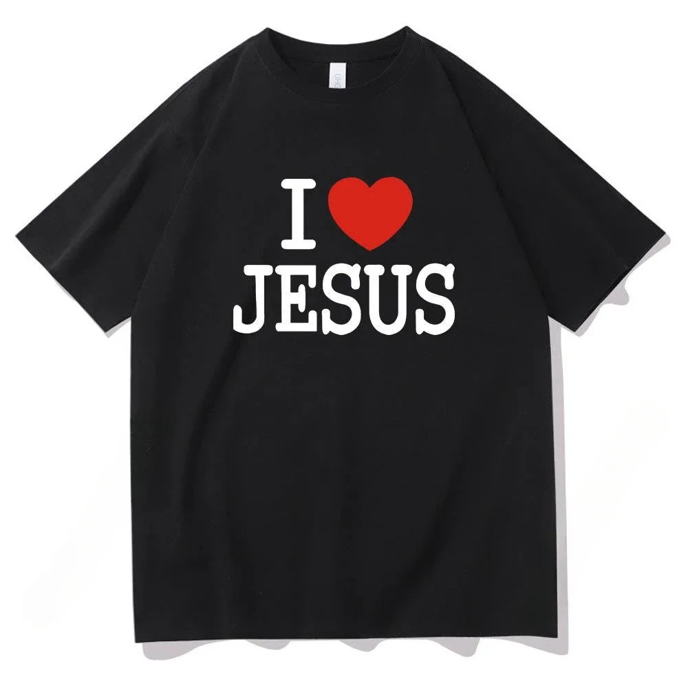 Fun I Love Jesus Print T-shirt Couple Korean Wave casual fashion everyday chic summer short sleeve clothing for both genders
Fun I Love Jesus Print T-shirt Couple Korean Wave casual fashion everyday chic summer short sleeve clothing for both genders