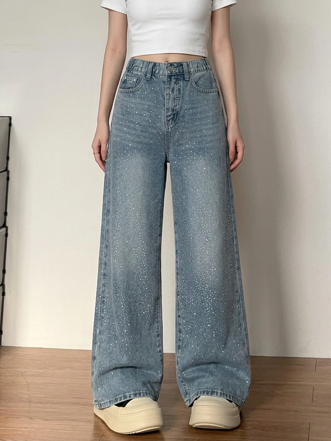Blue Wide Leg Straight Cut Jeans Women's Summer New Large Size Loose Slimming Drapey High Waist Denim Skinnies
Blue Wide Leg Straight Cut Jeans Women's Summer New Large Size Loose Slimming Drapey High Waist Denim Skinnies