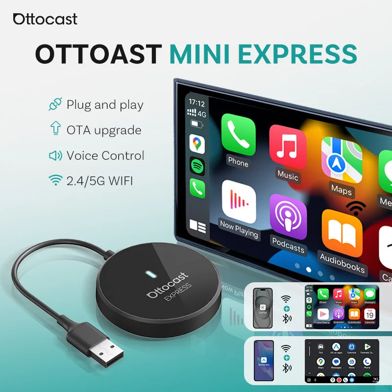 Ottocast Mini Adapter Wireless CarPlay Android Auto Dongle Plug And Play 5.0 WiFi Fast Connect For Toyota Benz VW 98% of Cars
Ottocast Mini Adapter Wireless CarPlay Android Auto Dongle Plug And Play 5.0 WiFi Fast Connect For Toyota Benz VW 98% of Cars