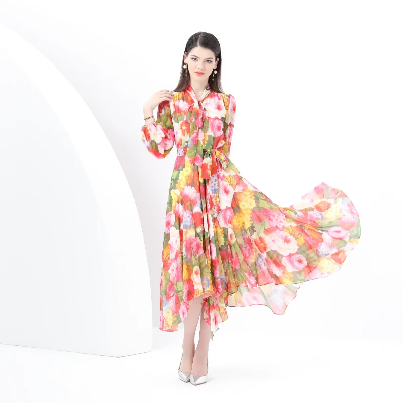 2025 vacation style ribbon style V-neck long sleeved retro irregular printed dress summer clothing for women beach dress
2025 vacation style ribbon style V-neck long sleeved retro irregular printed dress summer clothing for women beach dress
