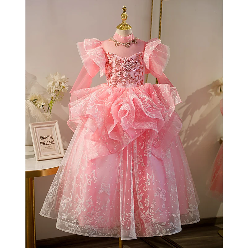 Children Exquisite Chiffon Lace-Up Wedding Party Dress Pink Sequin Butterfly Sleeve Tulle Dresses Kids First Communion Prom Gown
Children Exquisite Chiffon Lace-Up Wedding Party Dress Pink Sequin Butterfly Sleeve Tulle Dresses Kids First Communion Prom Gown