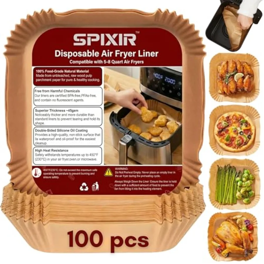 Air Fryer Paper Liners, 100Pcs Air Fryer Liners Disposable 8" Square Heavy-Duty Parchment Paper for Air Fryer Basket 5-8 Qt. No
Air Fryer Paper Liners, 100Pcs Air Fryer Liners Disposable 8" Square Heavy-Duty Parchment Paper for Air Fryer Basket 5-8 Qt. No