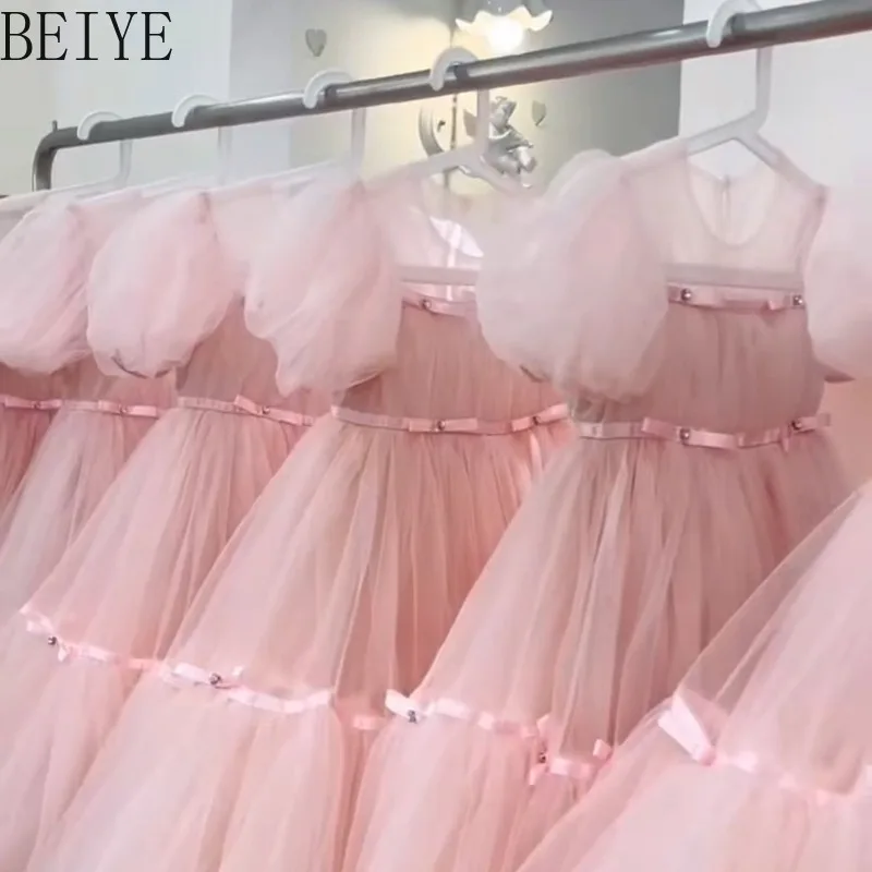 Korean Style Children's Pink Dress Spring and Summer Birthday Performance Dress Baby Girls Short Sleeve Mesh Sweet Dress
Korean Style Children's Pink Dress Spring and Summer Birthday Performance Dress Baby Girls Short Sleeve Mesh Sweet Dress
